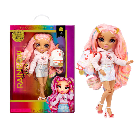 Rainbow Jr High Special Edition Kia Hart , 9" Pink Posable Fashion Doll, Accessories, Soft Backpack. Toy Gift Kids Ages 4-12