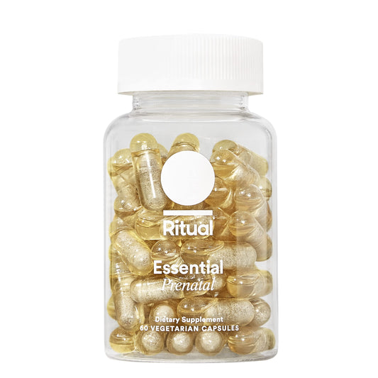 Ritual Prenatal Vitamin 60 Capsules  Folate & Choline for Neural Tube Support, Omega-3 DHA