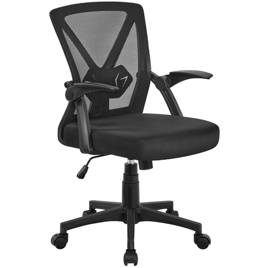 Alden Design Adjustable Ergonomic Mesh Office Chair with 90° Flip-up Armrests for Home Office, Black