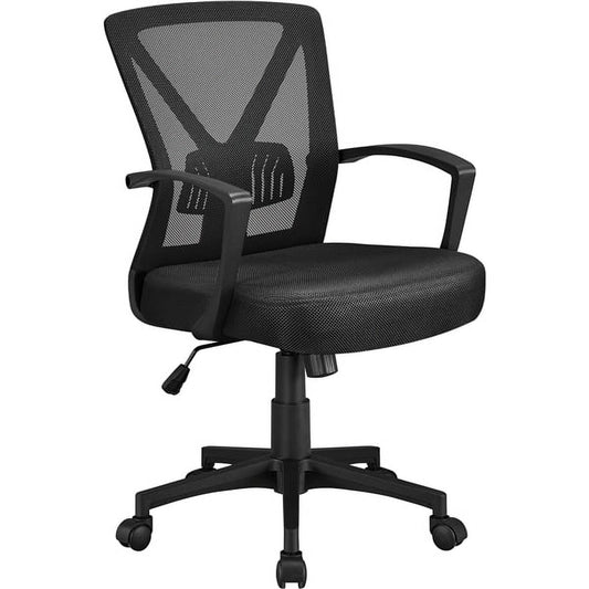 Alden Design Adjustable Mesh Office Chair Mid Back with Wheels, Black