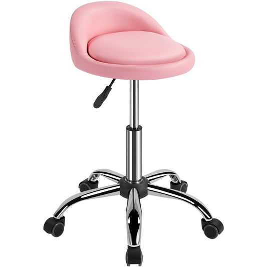 Alden Design Adjustable Swivel PU Leather Bar Stool for Salon, Pink