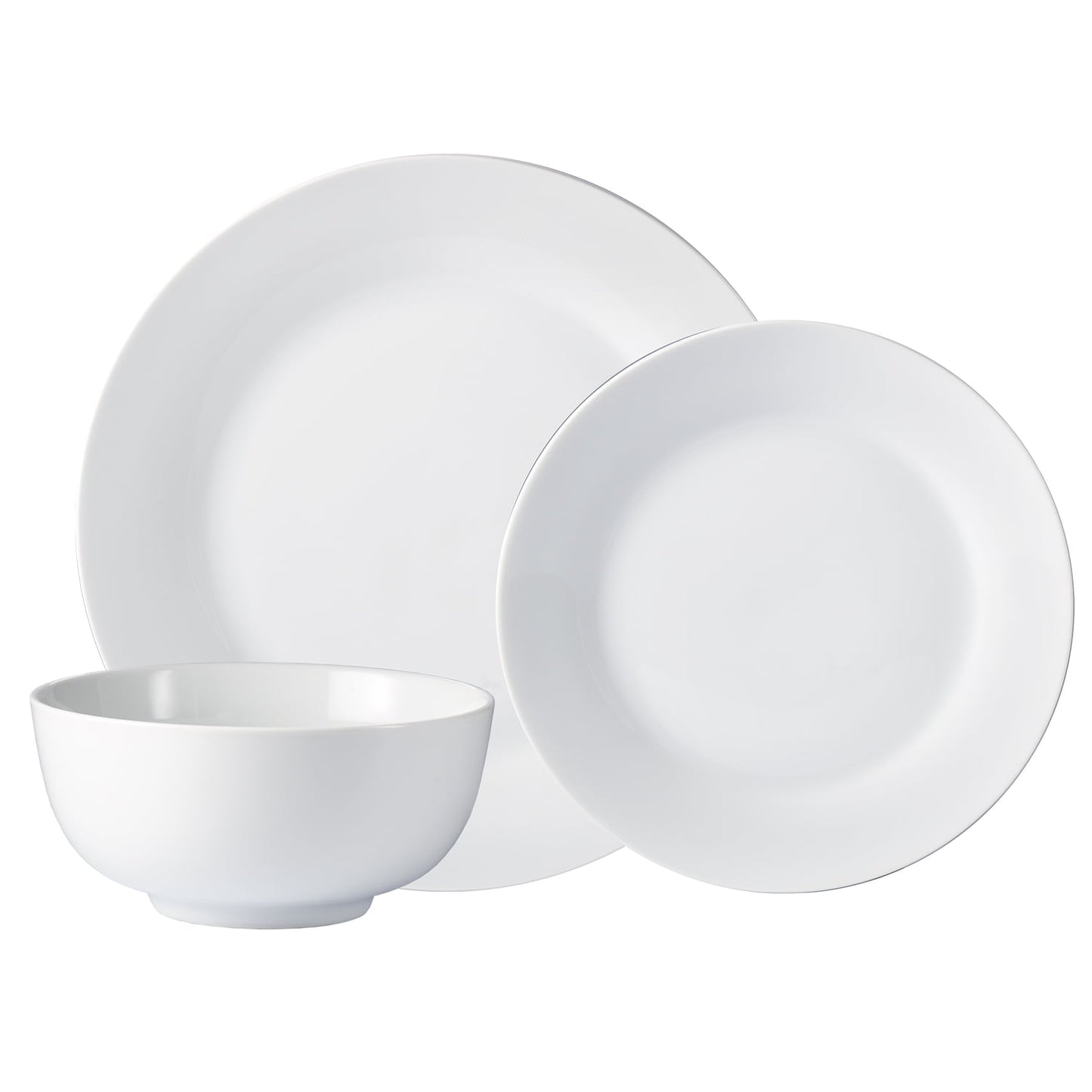 Safdie & Co. Porcelain Dinnerset 12 Piece Plain White Round Rim Aspen