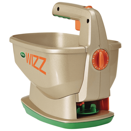 Scotts Wizz Spreader for Seed, Fertilizer, Salt and Ice Melt, Holds up to 2,500 sq. ft. of Product