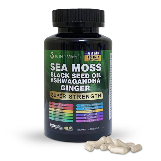 Sea Moss Black Seed Oil Ashwaganda Ginger Capsules