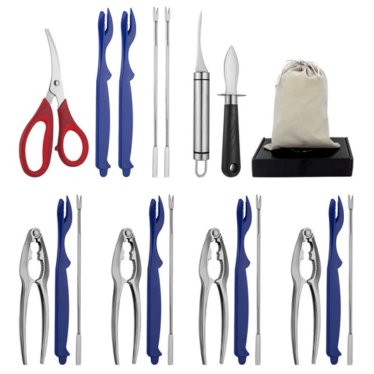 Seafood Tools Set Includes 4 Crab Crackers 6 Seafood Fork 6 Lobster Crackers 1 Seafood Scissors 1 Oyster Knife 1 Shrimp Cleaning Tool-Nutcracker Set20 Piece