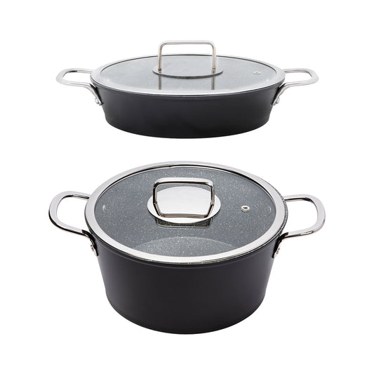 Serenk Excellence 4 Pcs Pots and Pan Set Stock Pot Egg Pan Nonstick 4 Pcs