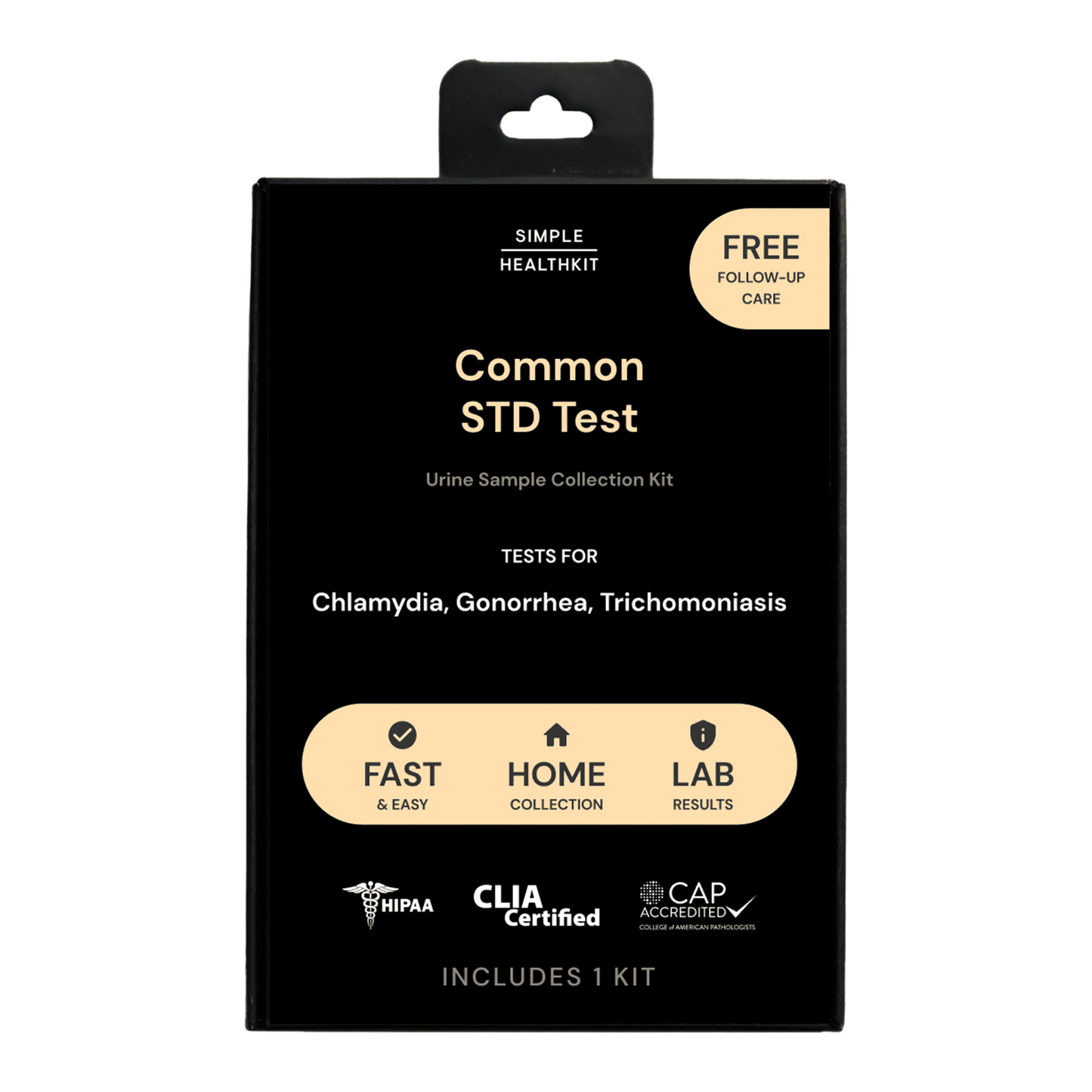 Simple HealthKit At-Home Common STD Sample Collection Kit for Chlamydia, Gonorrhea & Trichomoniasis, Box