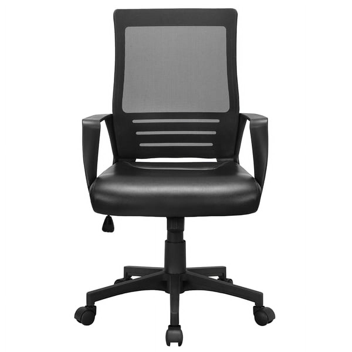 Alden Design Adjustable Midback Ergonomic Mesh Office Chair with Lumbar Support, Black Seat