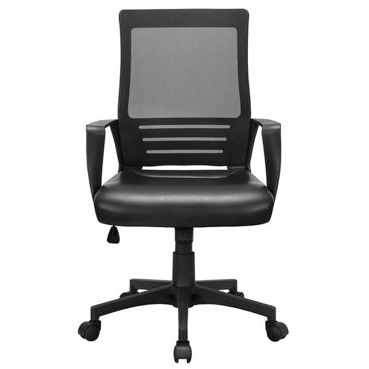 Alden Design Adjustable Midback Ergonomic Mesh Office Chair with Lumbar Support, Black Seat