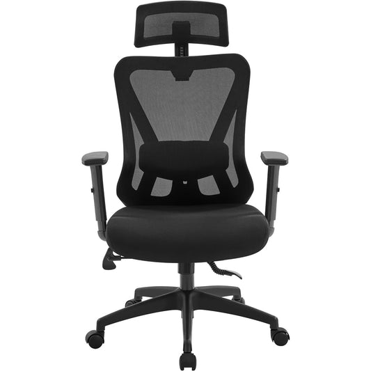 Alden Design High-Back Ergonomic Mesh Office Chair with Adjustable Headrest, Black