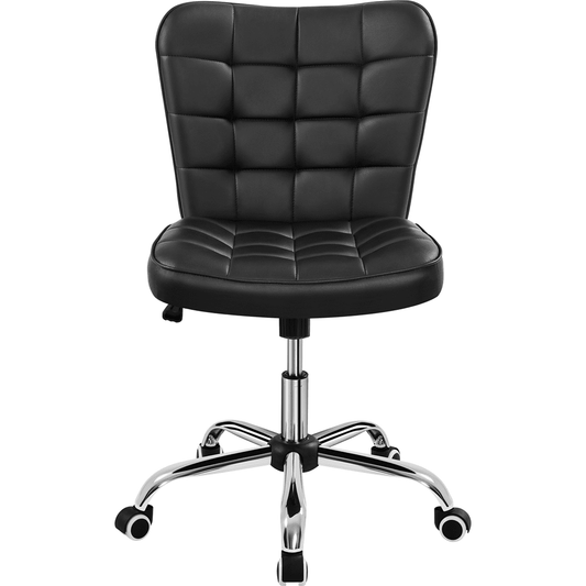 Alden Design Modern Tufted Faux leather Armless Desk Chair for Home Office, Black