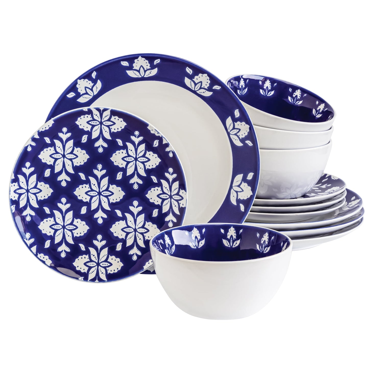 Sofia Home 12 Piece Indigo Stoneware Dinnerware Set by Sofia Vergara