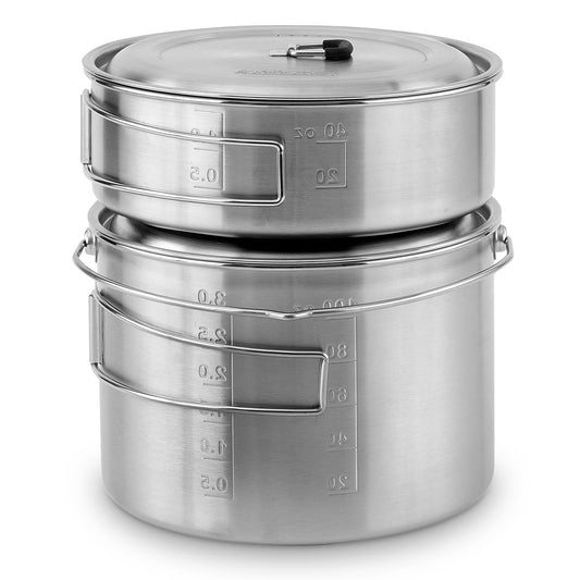 Solo Stove 2 Pot Set: Stainless Steel Companion Pot Set for Solo Stove Campfire. Great for Backpacki