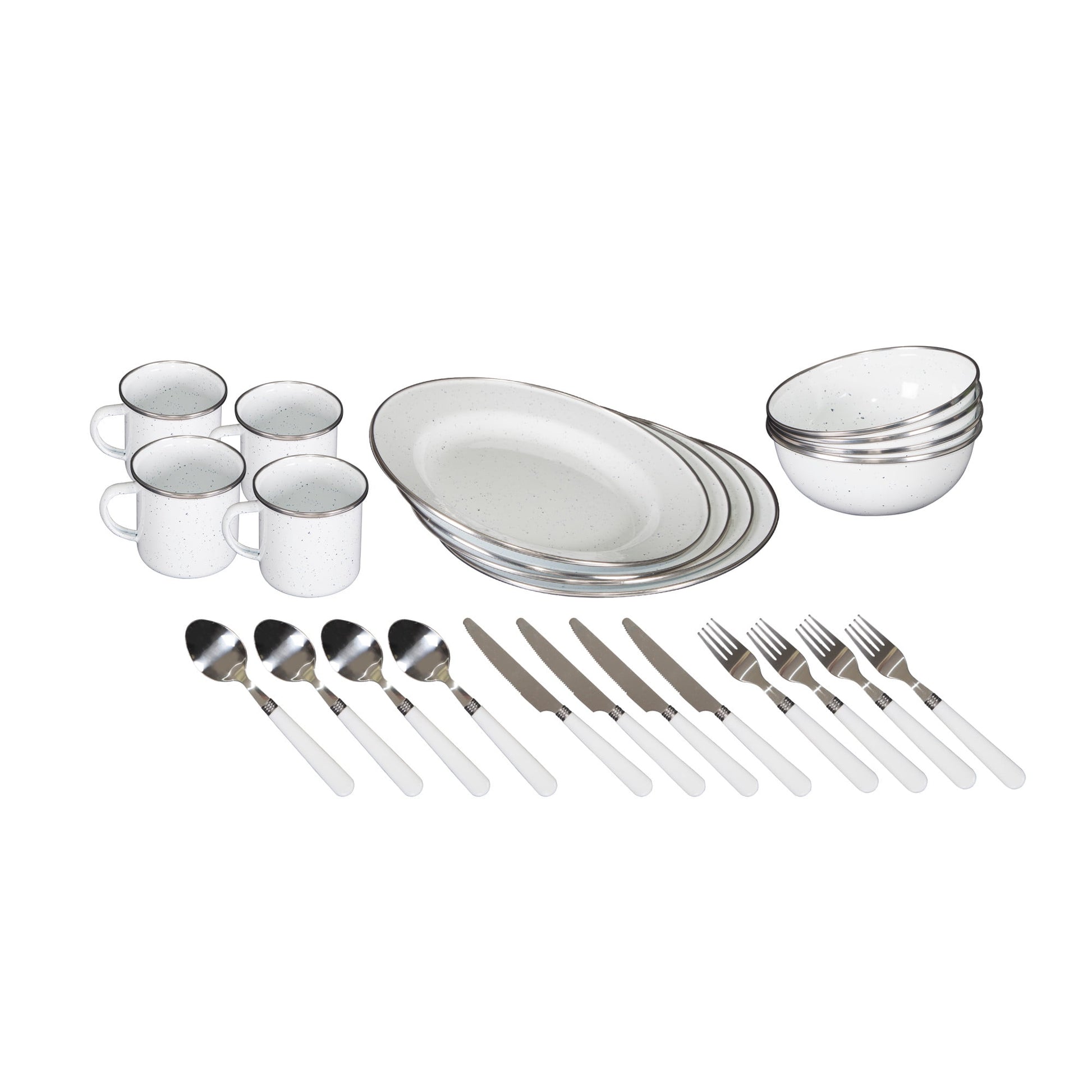 Stansport Deluxe 24-Piece Enamel Dinnerware Set