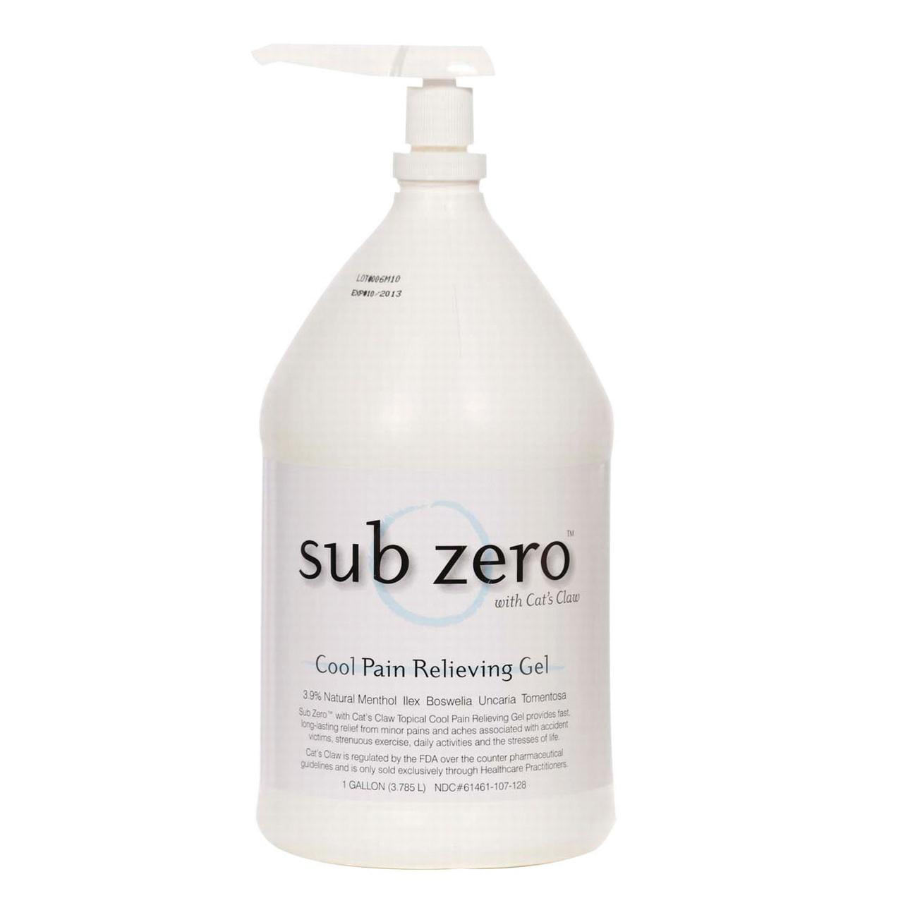 Sub-Zero Cool Pain Relieving Gel with Cats Claw - 1 Gallon Bottle