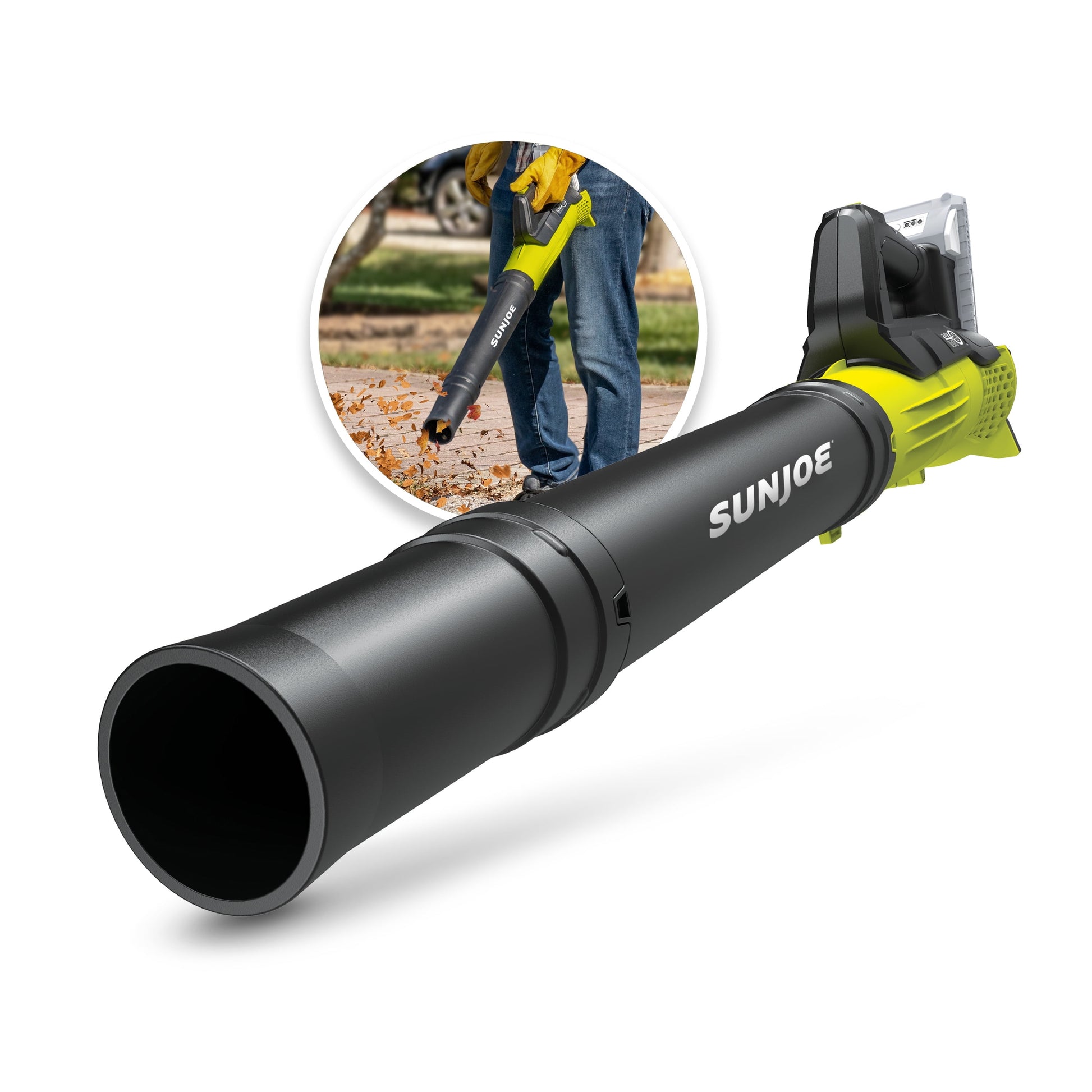 Sun Joe 24-Volt Cordless Compact Turbine Jet Blower Kit, 100-MPH, 280-CFM, 2.0-Ah Battery + Charger