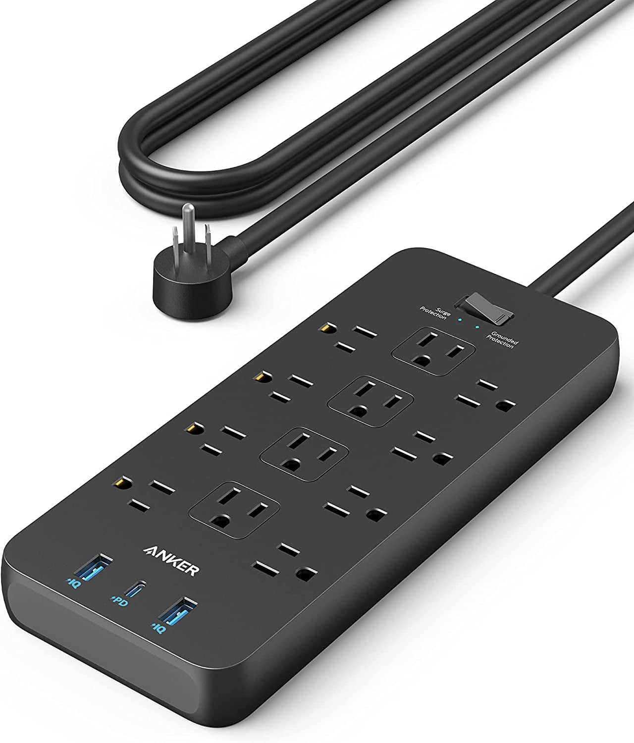 Surge Protector Power Strip (2100J), Anker 12 Outlets with 1 USB C and 2 USB Ports for iPhone