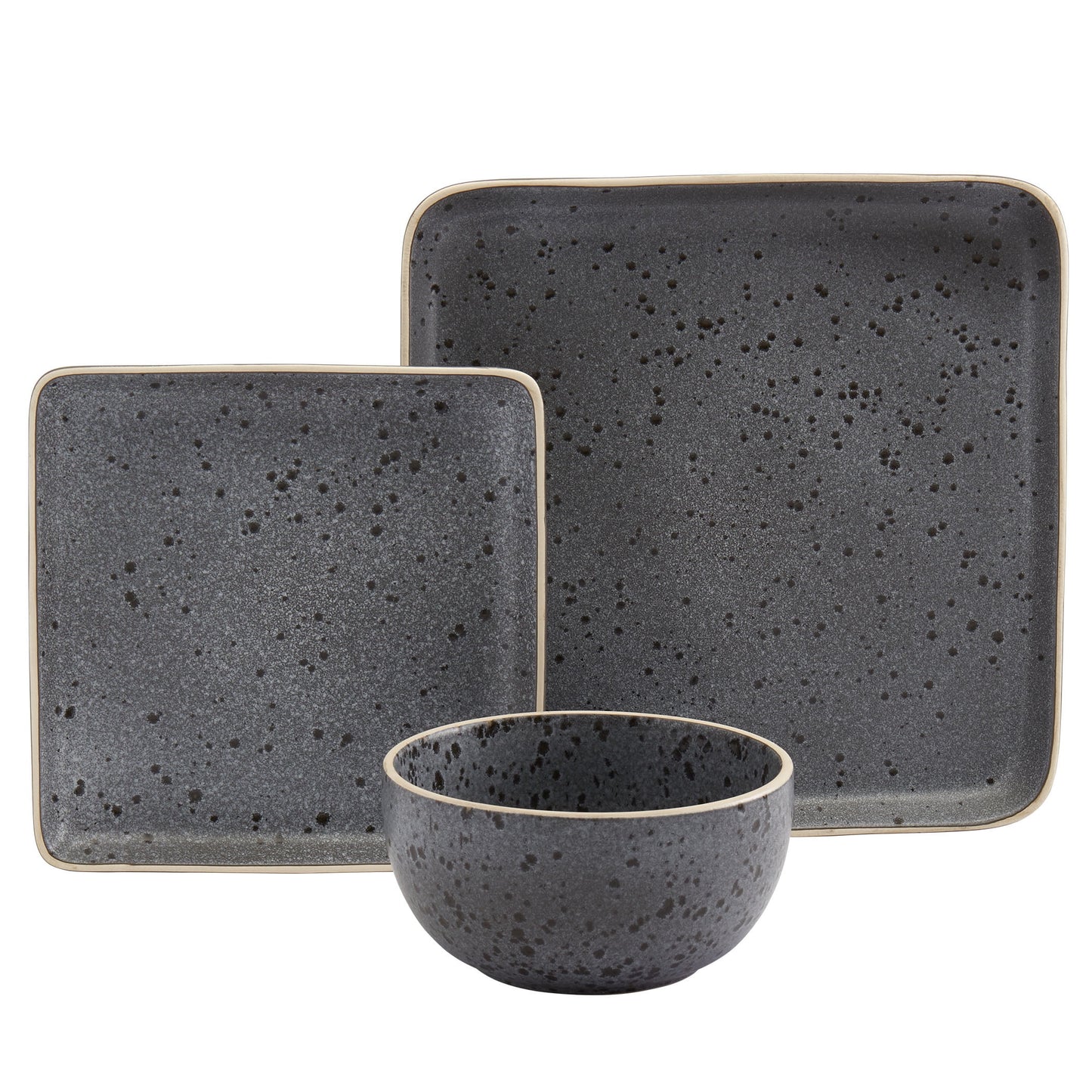 Tabletops Gallery 12 Piece Madison Dinnerware Set in Speckled Grey