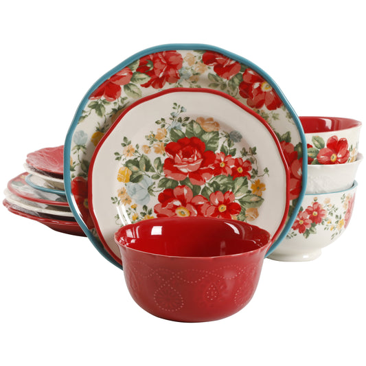 The Pioneer Woman Assorted Dinnerware Set, 12-Piece Set