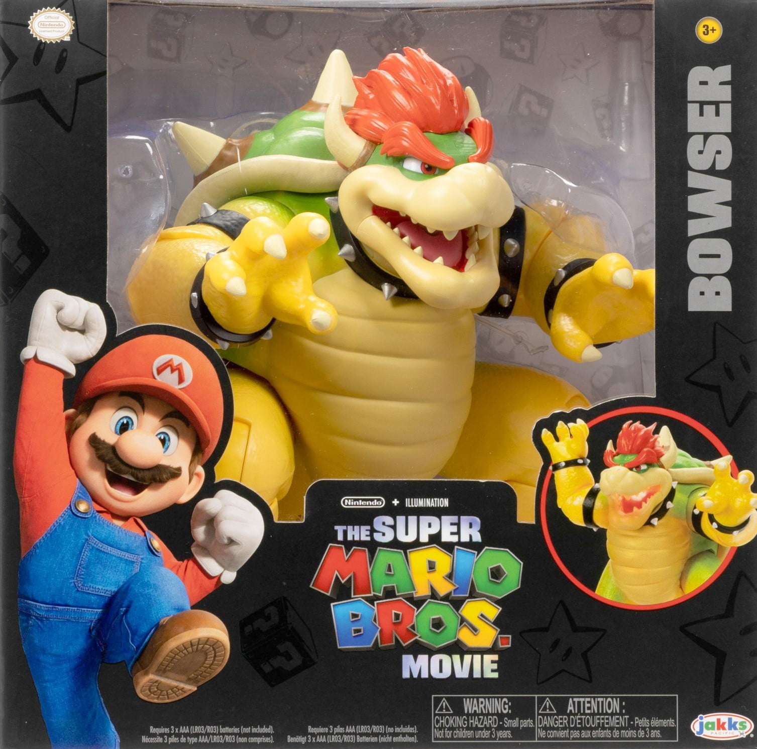 The Super Mario Bros. Movie 7 inch Feature Bowser Action Figure with Fire Breathing Effects