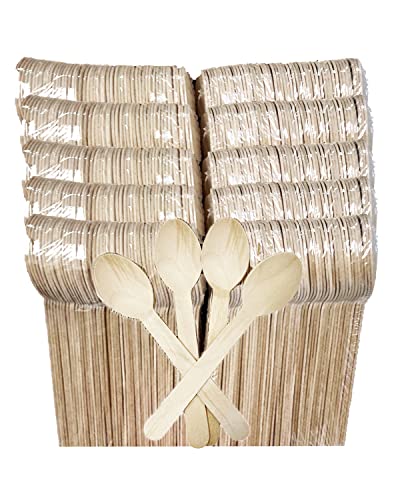 TigerChef 100% Birchwood Cutlery Sets, Eco-Friendly, Biodegradable, All Natural (500, Birchwood bulk pack spoons)