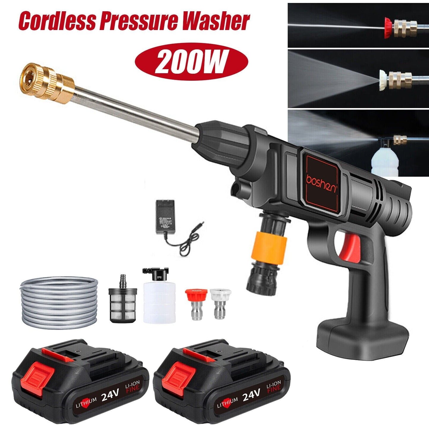 Tmalltide Cordless High Pressure Washer Spray Water Gun Car Washing Cleaning Machine Kit