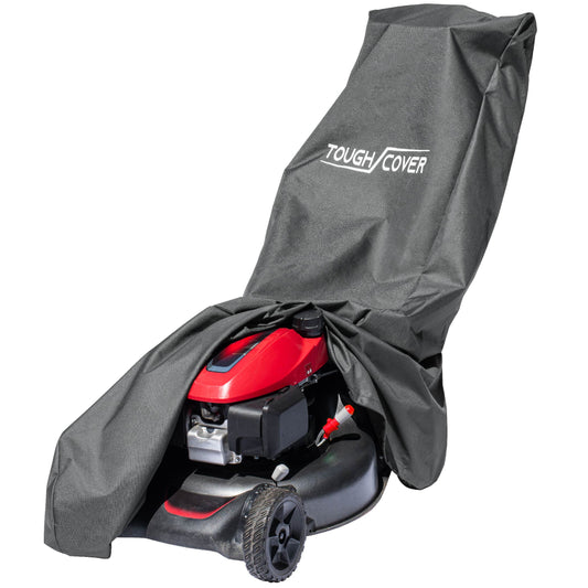 Tough Cover | Universal Lawn Mower Cover | Premium, Heavy Duty 600D Marine Grade Fabric | Black | Waterproof, UV & Windproof