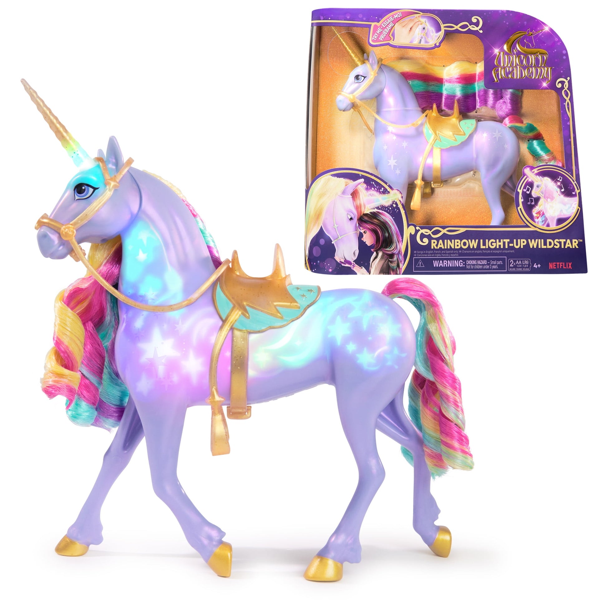 Unicorn Academy, Rainbow Light-up Wildstar with Lights, Sounds & Music for Girls Ages 4+