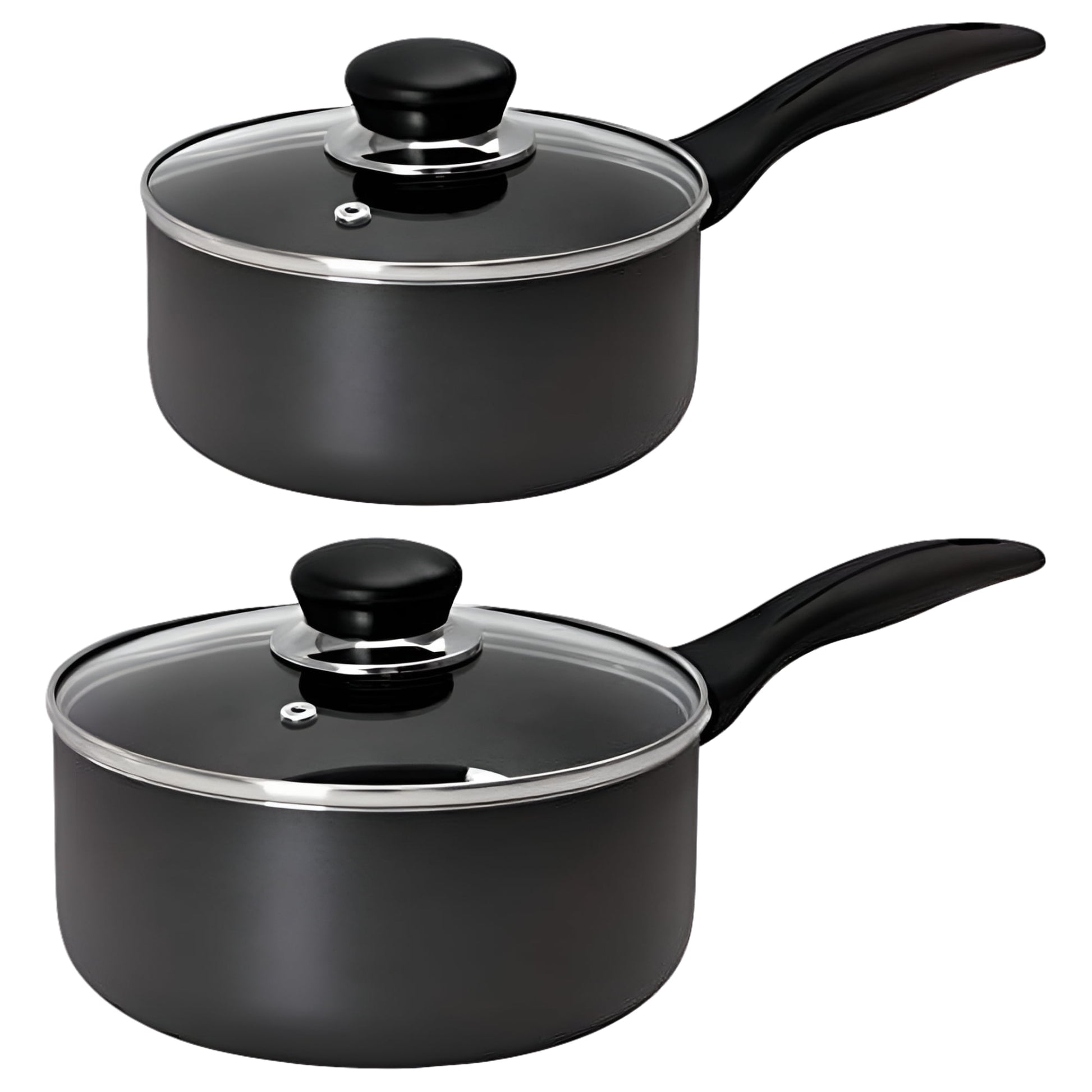 Utopia Kitchen Nonstick Saucepan Set - 1 Quart and 2 Quart - Glass Lid - Multipurpose Use for Home Kitchen or Restaurant