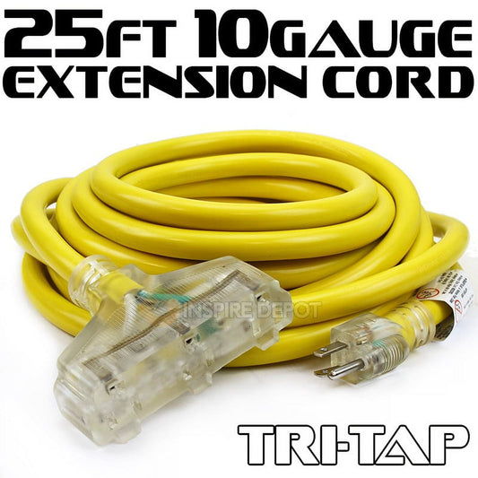 XtremepowerUS 25" 10 Gauge Electric Extension Cord Tri-Tap 3 Prong Power Cable In/Outdoor