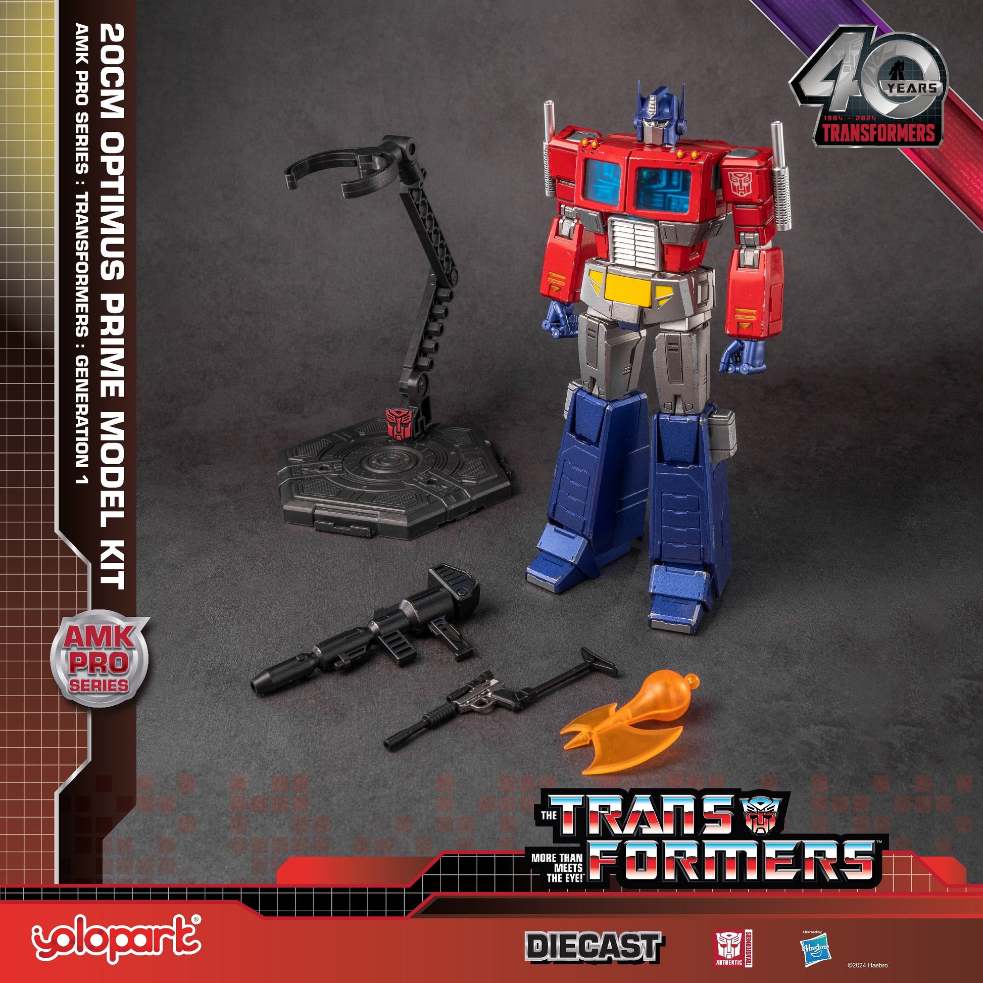 YOLOPARK Optimus Prime Transformer G1 Action Figure Toy, 7.87", 40th Anniversary Collector's Edition, No Converting