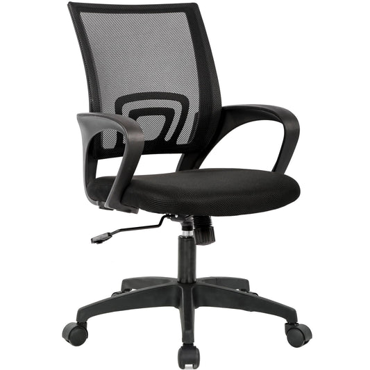 YRLLENSDAN Mesh Office Chair, Home Office Desk Chairs with Wheels and Arms Computer Chair Rolling Chair for Adults, Black