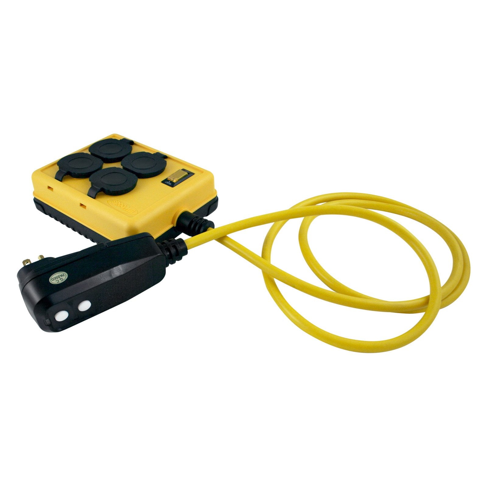 Yellow Jacket 2516 14/3 Yellow GFCI Protected 4-Outlet Power-Box with 6' Cord