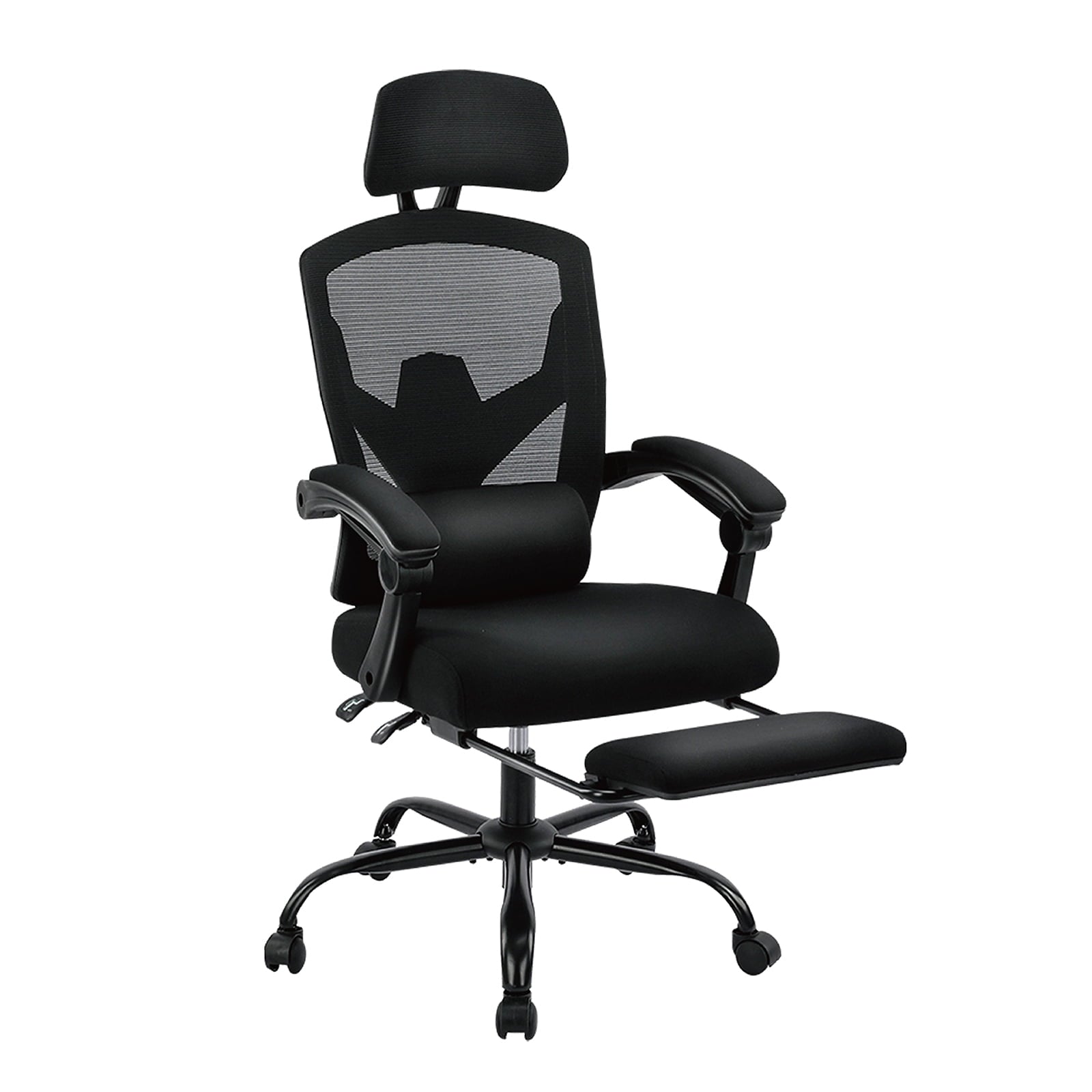 Yoyomax Ergonomic Office Chair - High Back Mesh, Reclining with Lumbar Support, Adjustable Headrest, Footrest & Padded Arms, Black