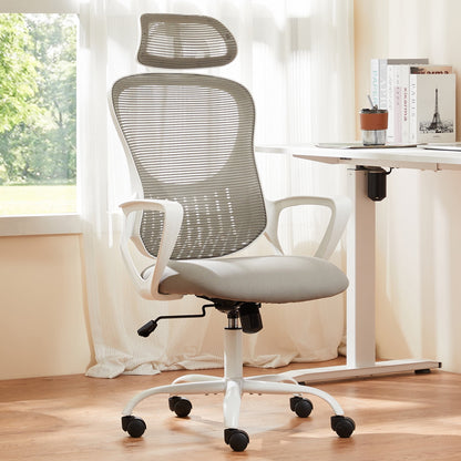 Yoyomax Office Chair, Adjustable Ergonomic Mesh Desk Chair with High Back, Headrest, 250lbs, Gray