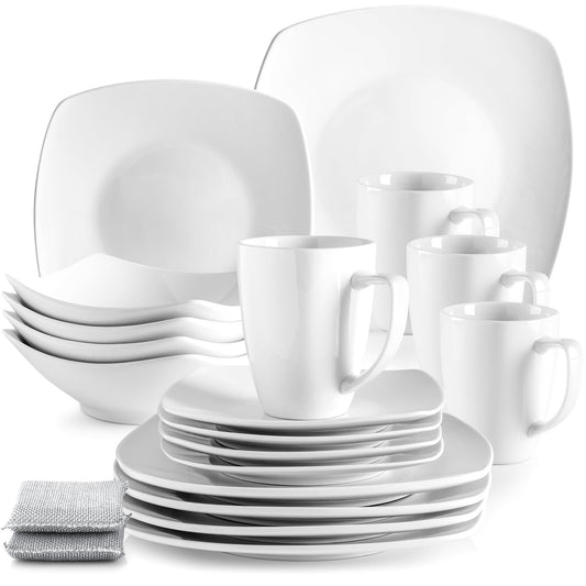 Zulay Kitchen Plate Dinnerware Set, 16 Piece Dish Set with Mug Service for 4