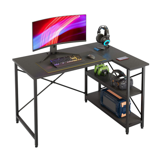 Bestier 47inch Small L Shaped Desk with Storage Shelves Corner Gaming Computer Desk