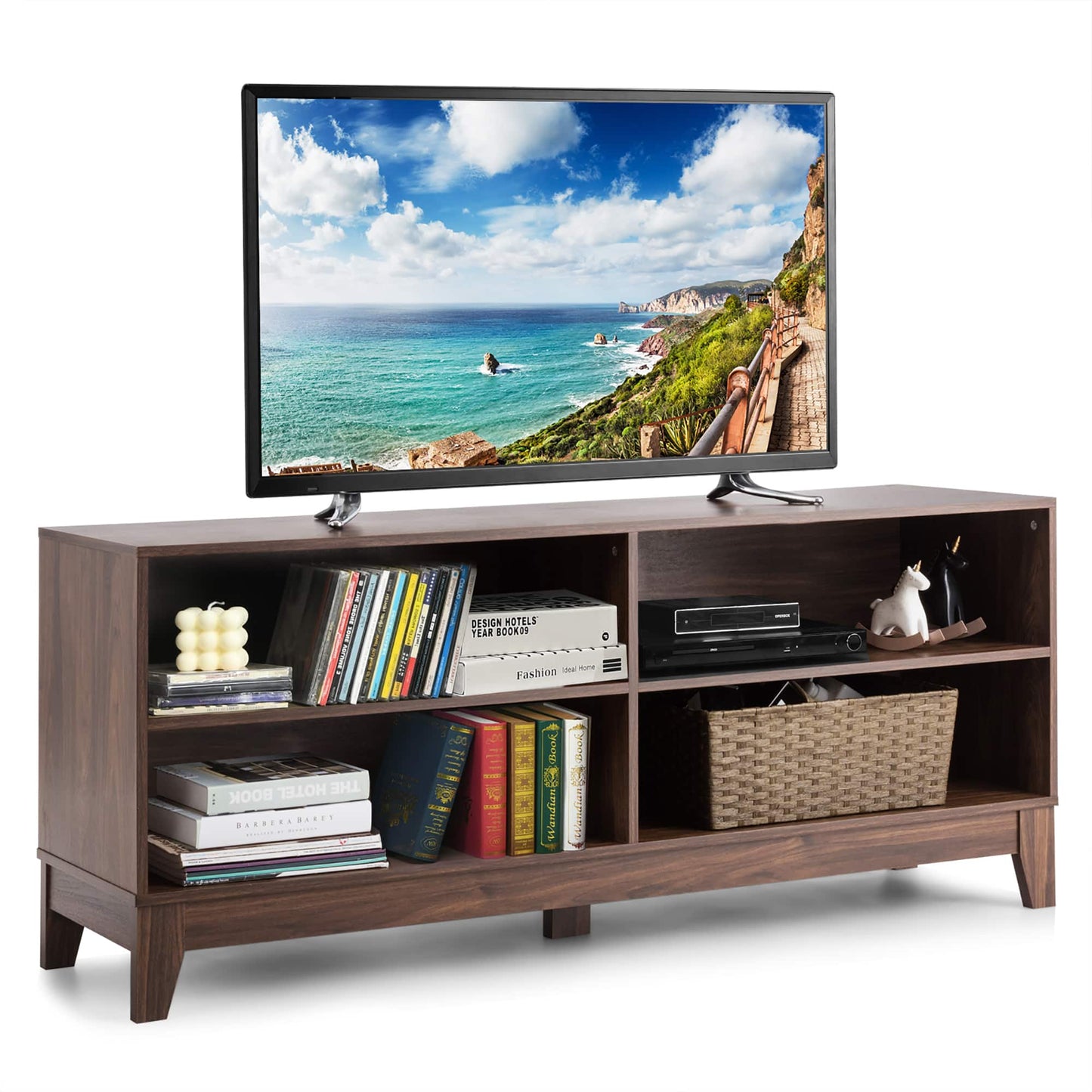 58'' Modern Wood TV Stand Console Storage Entertainment Media Center