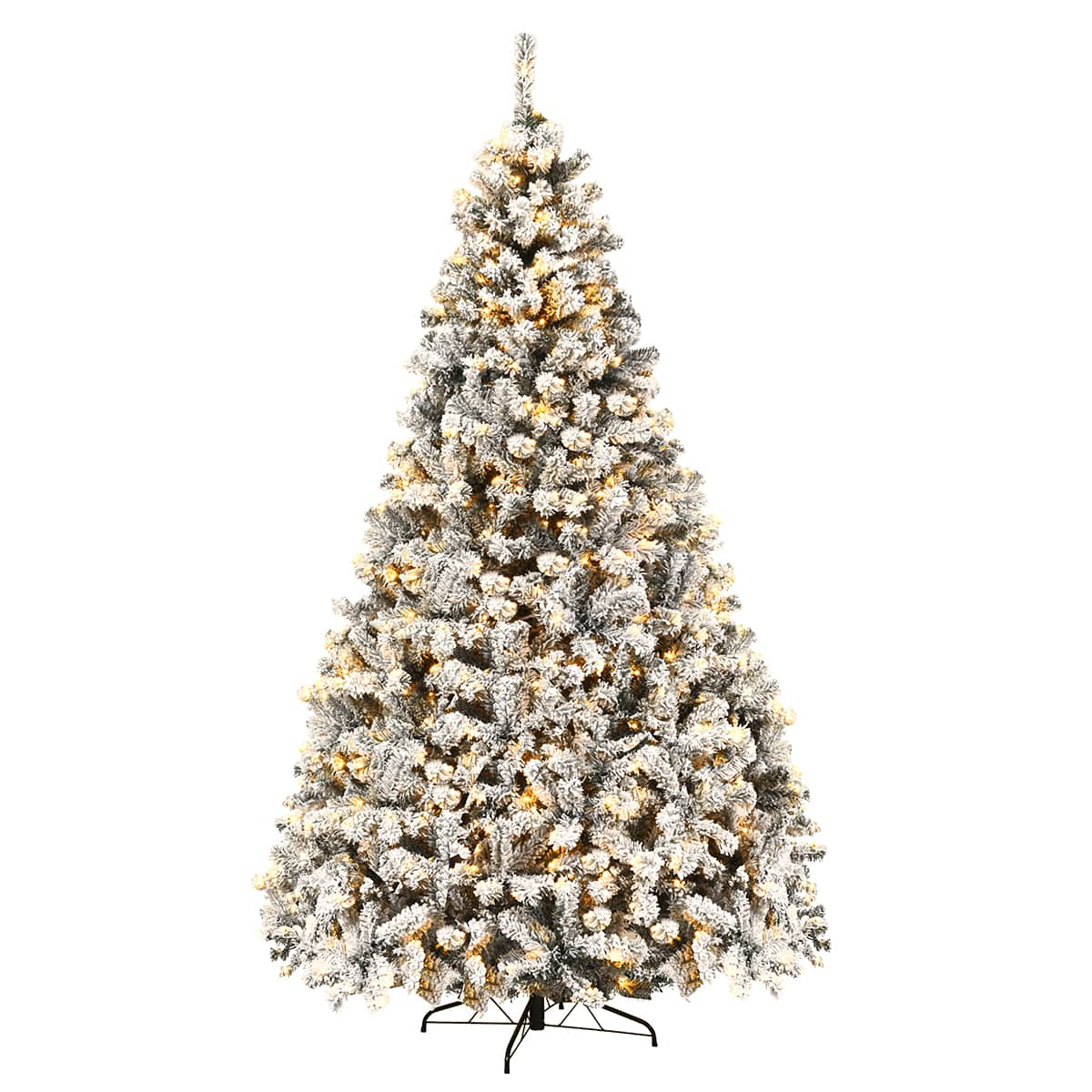 9 ft Pre-Lit Premium Snow Flocked Hinged Artificial Christmas Tree with 550 Lights