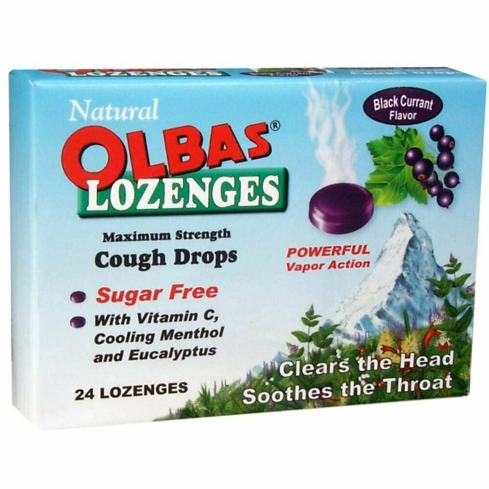 Olbas Max Strength Sugar Free Cough Lozenges, Black Currant, 24ct, 12-Pack