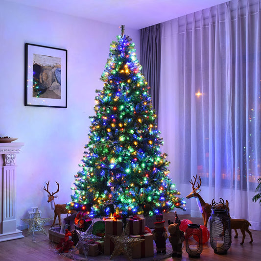 8Ft Pre-Lit Artificial Christmas Tree Hinged 750 LED Lights