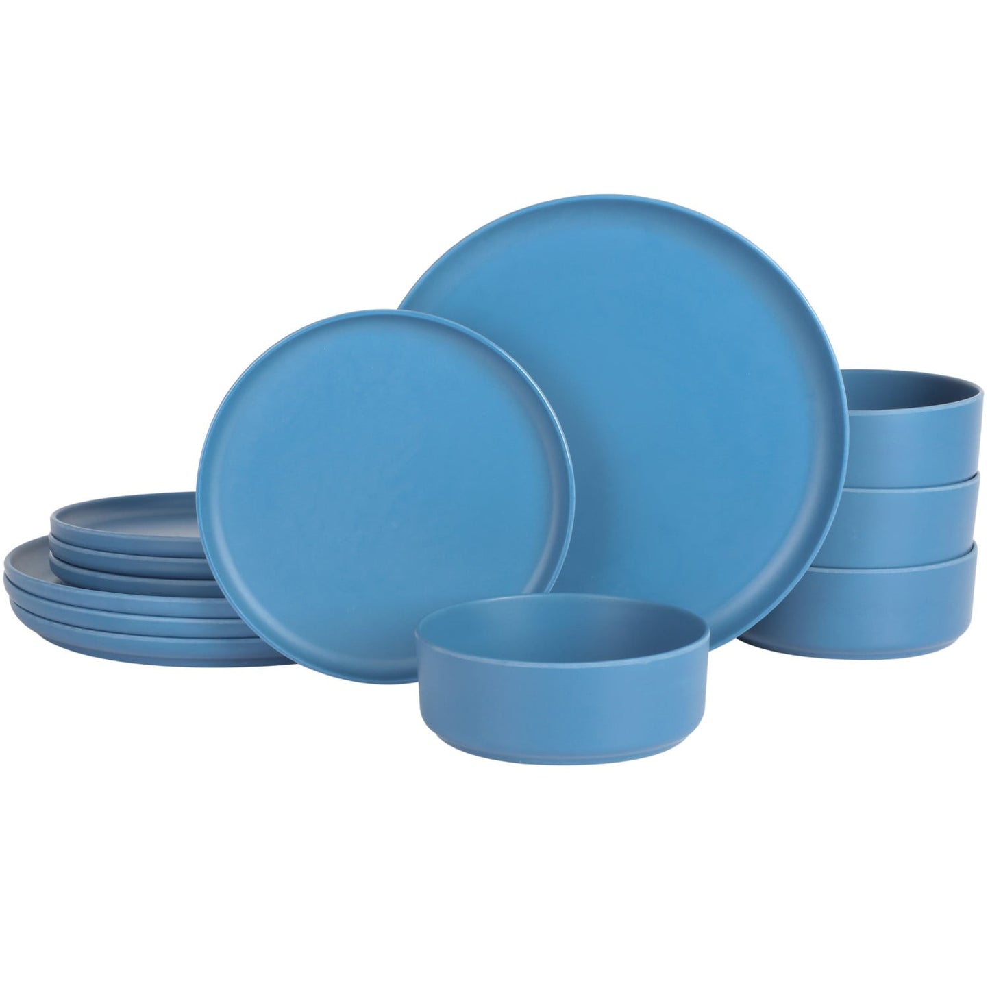 Gibson Home Crest 12 Piece Stackable Matte Melamine Dinnerware Set - Sage Green