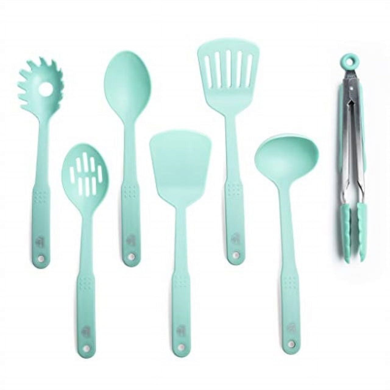 GreenLife Nylon Cooking Set, 7-Piece Utensil, Turquoise/Mint Green