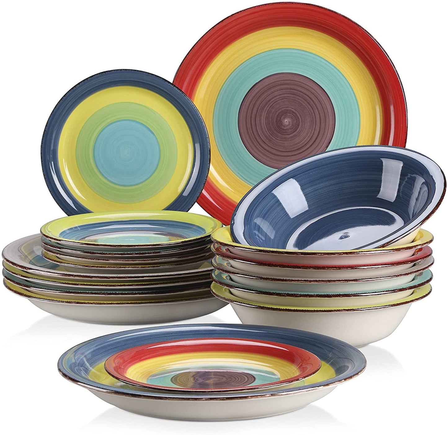 vancasso, Series Arco, 18-Piece Porcelain Dinnerware Set, Colourful Dinner Set, Service for 6